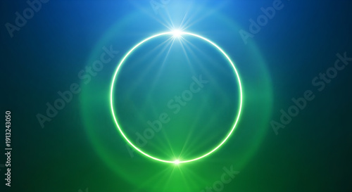Wallpaper Mural Celestial body with radiant ring of light in deep blue green gradient background Torontodigital.ca