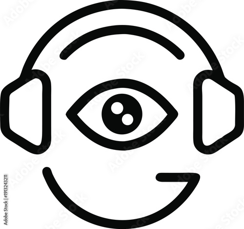 Call monitoring protection headset with eye off icon, symbolizing surveillance prevention and private audio communication.