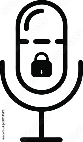 Secure call recording microphone with lock icon, symbolizing protected audio capture and privacy in communication.