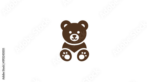 A cartoon-style depiction of a brown teddy bear sitting against a stark white backdrop