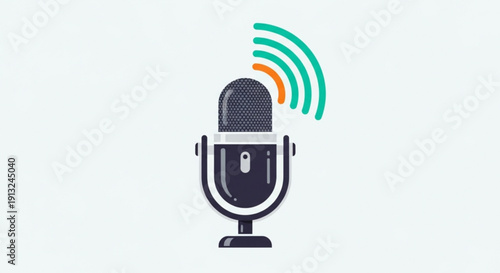 Podcast microphone with wireless signal waves for online broadcasting and voice recording