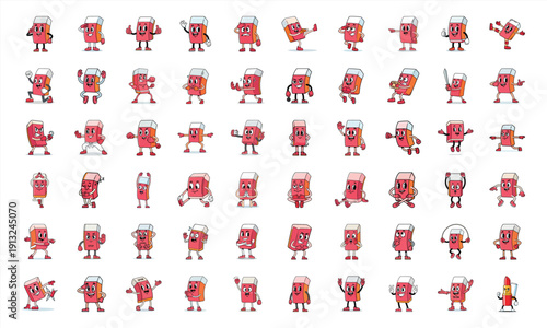 Cartoon milk cartons showing various emotions and actions