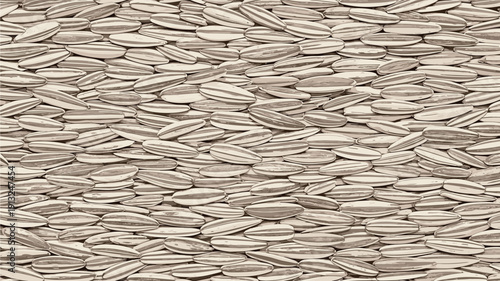 Texture of many roasted sunflower seeds packed closely together for a detailed food background or snack food industry concept.