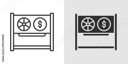 Mining Rig Icon representing cryptocurrency mining, blockchain technology, digital currency generation, and computer hardware setup for mining operations.