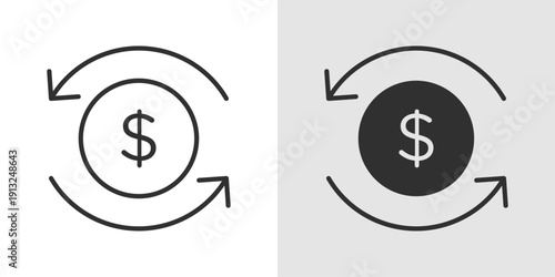 Money Transfer Icon representing fund transfers, digital payments, financial transactions, and secure money movement between accounts.