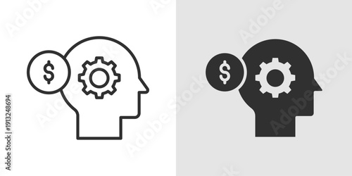 Business Mindset Icon representing strategic thinking, entrepreneurial attitude, leadership vision, problem-solving, and growth oriented business thinking.
