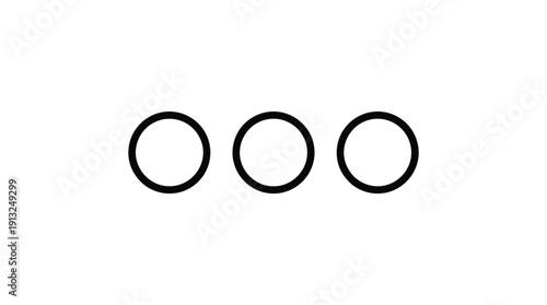Three black circles aligned horizontally on white background.