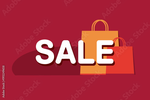Bright sale sign with shopping bags graphic design for marketing promotions