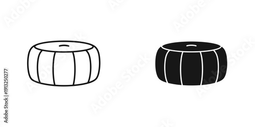 High-quality vector illustration of a classic wooden barrel in black and white, perfect for vintage, rustic, or minimalist design projects.