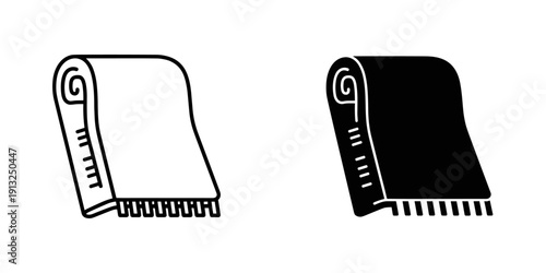 Minimalist vector illustration of two blank scrolls, one white and one black, perfect for certificates, diplomas, or decorative designs with clean lines and modern appeal.