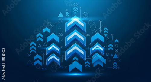 Wallpaper Mural Futuristic blue chevrons illustrating technological advancement and innovation in digital landscape Torontodigital.ca