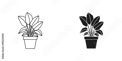 Vibrant vector illustration of two potted houseplants with lush green leaves, perfect for home decor, gardening, and minimalist design projects.