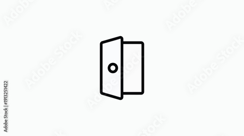Simple line drawing of an open door with a round door knob.