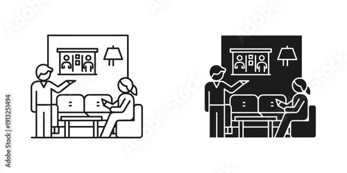 Illustration of diverse professionals engaging in a productive brainstorming meeting around a table with laptops, notes, and digital screens in a bright, modern office.