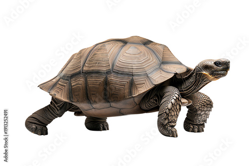 Wallpaper Mural A majestic tortoise walking gracefully on a white isolated background. Torontodigital.ca