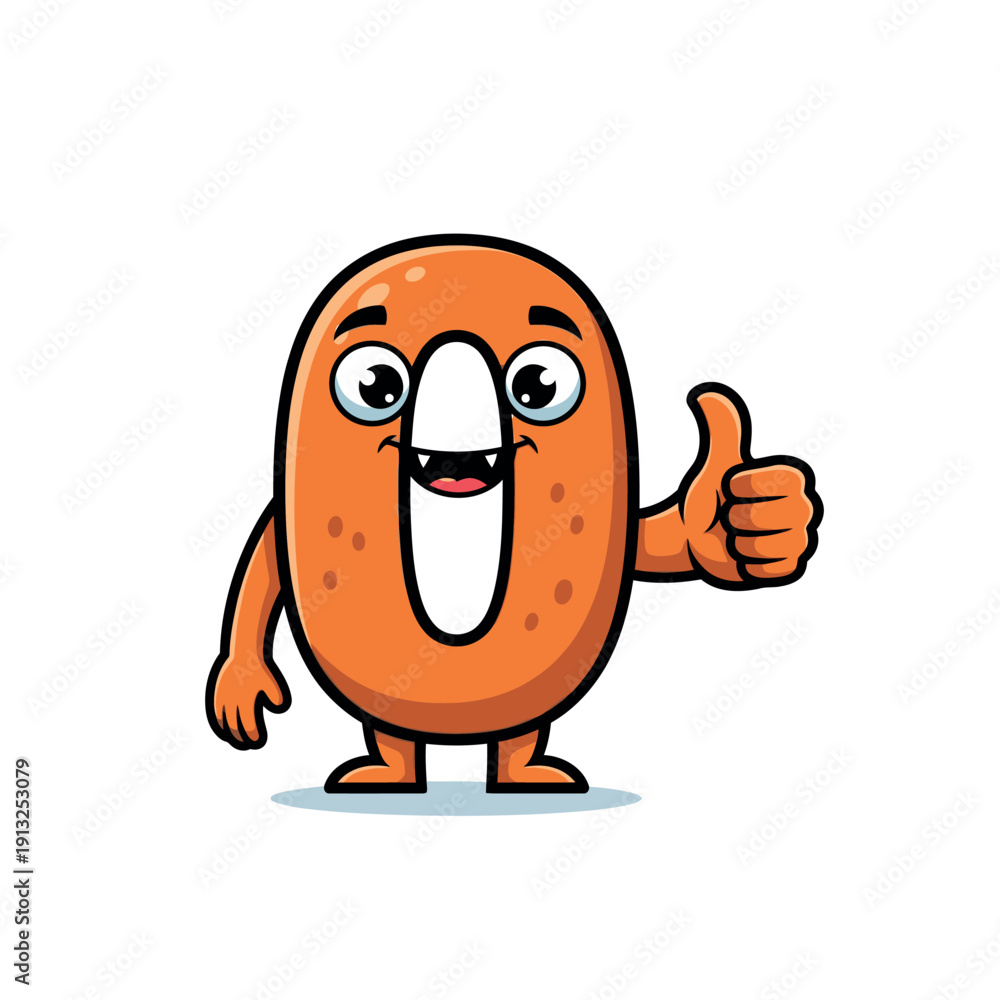 Obraz premium Cartoon sweet potato character giving a thumbs up gesture.