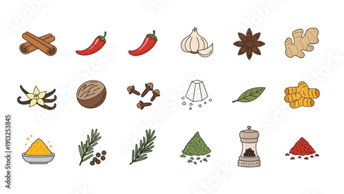 A colorful assortment of spices and herbs