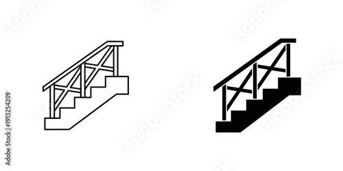 Clean and minimalist black and white vector illustration of a modern architectural staircase, ideal for design, architecture, and business projects.