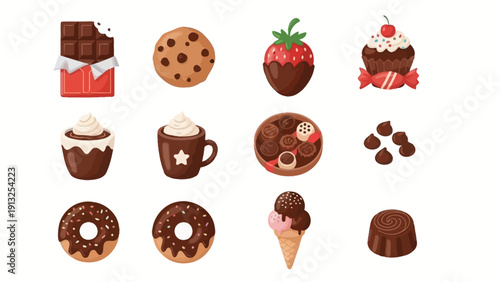 A delightful assortment of sweet treats and chocolate desserts.