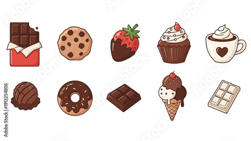 Delicious chocolate and sweet dessert collection with various treats.