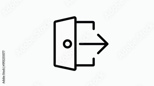 Simple line icon of an open door with an arrow pointing outward.