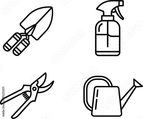 Gardening Tools and Professional Horticulture Equipment Icons