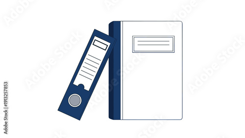 Two office ring binders in blue and white colors are placed together to represent efficient document management systems.