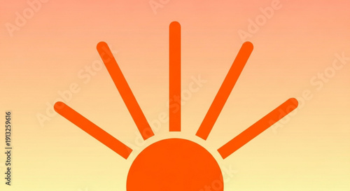 Vibrant orange sun symbol with rays on gradient background representing warmth and energy