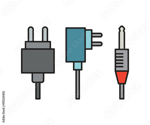 different type of electric plug icons vector illustration
