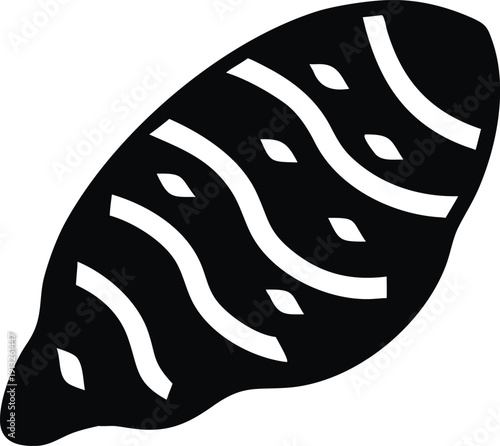 Black and White Glyphs Icon of Sweet Potato or Taro Root Vegetable: Minimalist Monochrome Vector Illustration for Organic Farming, Healthy Eating, Grocery Store Menus, and Harvest Festival Graphics