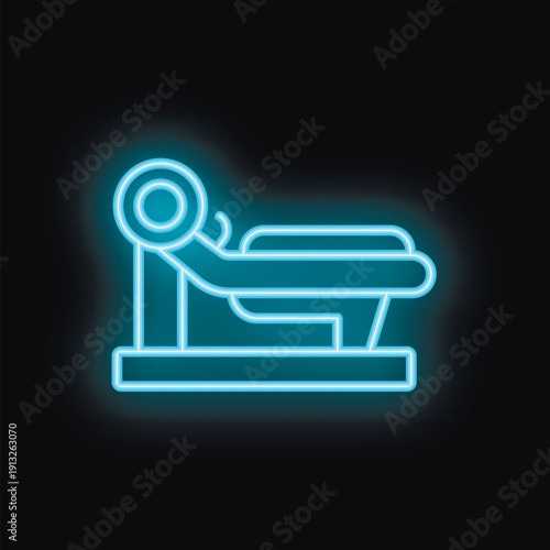 Neon sign depicting a weight bench, commonly used for weight training and bodybuilding exercises
