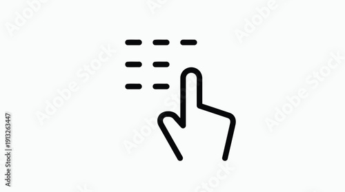 Simple black icon of a hand cursor clicking on an interface element.
