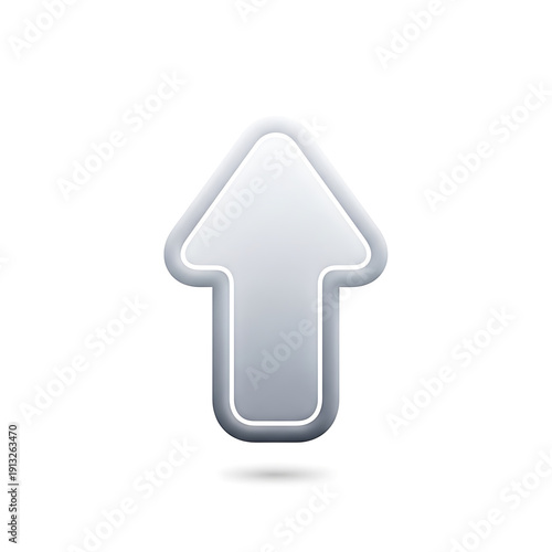 Arrow pointing up icon symbol isolated on plain white clean surface
