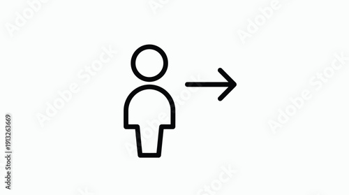 Simple black icon of a person with an arrow pointing to the right.