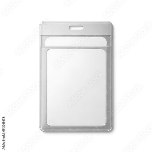 Blank clear plastic ID card holder with white card inside