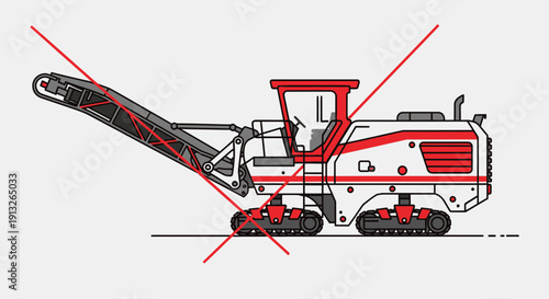 Heavy Duty Road Milling Machine Isolated Flat Design Illustration