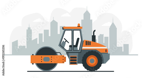 Heavy Duty Road Roller Compactor Machine In Urban Construction Environment