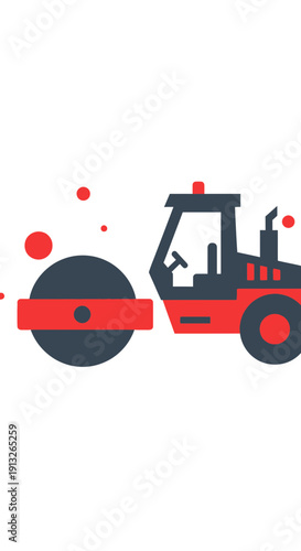 Heavy Duty Road Roller Machine Construction Equipment Illustration