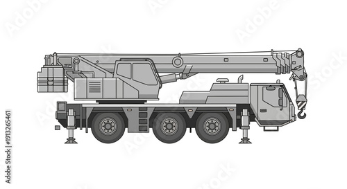 Heavy Duty Truck Mounted Crane Industrial Vehicle Illustration