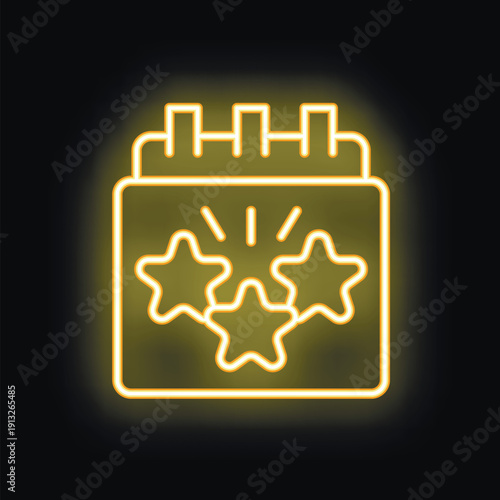 Neon yellow calendar icon glowing on dark background, reminding you about important upcoming events