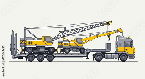 Heavy Duty Truck Transporting Construction Cranes for Industrial Projects