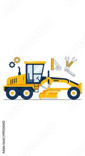 Heavy Duty Yellow Grader Machine For Road Construction Work