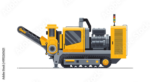 Heavy Duty Yellow Crushing Machine On Tracks