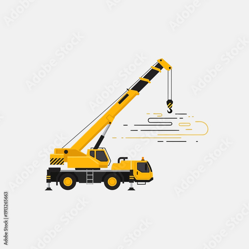 Heavy Duty Yellow Mobile Crane Lifting Industrial Object Construction Site Equipment