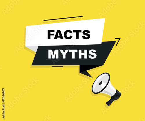 Facts vs myths. Concept of thorough fact-checking or easy compare evidence. Badges for marketing and advertising. Vector illustration