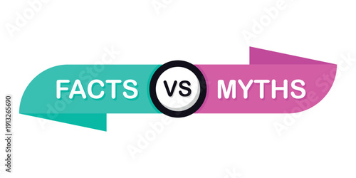 Facts vs myths. Concept of thorough fact-checking or easy compare evidence. Badges for marketing and advertising. Vector illustration
