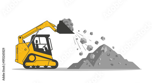 Heavy Equipment Operates With Precision Loading Aggregate Material