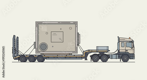 Heavy Equipment Transported By Flatbed Truck