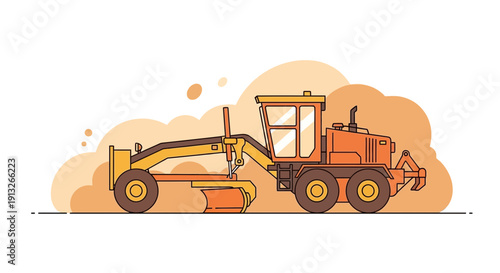 Heavy Grader Machine Operating Smoothly Across A Construction Site