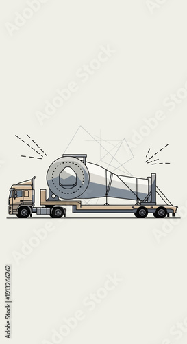 Heavy Haul Truck Transporting Large Industrial Component Across Land
